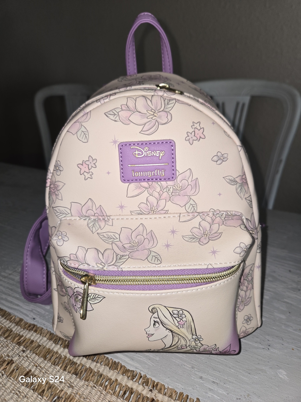 Disney Loungefly Rapunzel Floral Mini Backpack Light Pink & Lavender Never Used